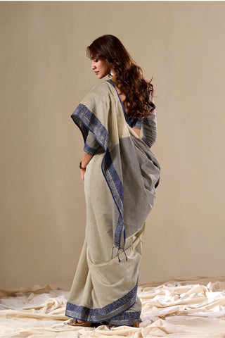 WARM GREY HANDLOOM COTTON SAREE