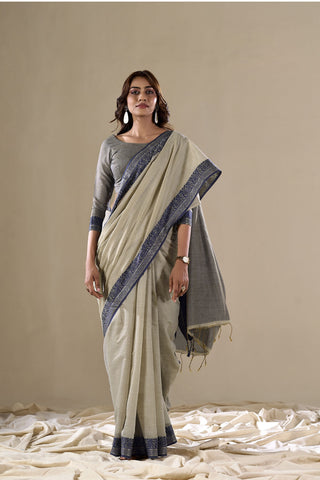 WARM GREY HANDLOOM COTTON SAREE