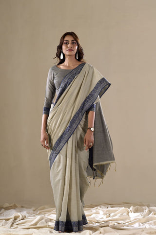 Warm Grey Handloom Cotton Saree_Kumari Sarees