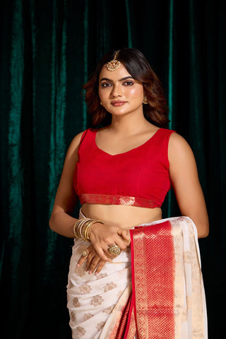 White Georgette Silk Saree_Kumari Sarees