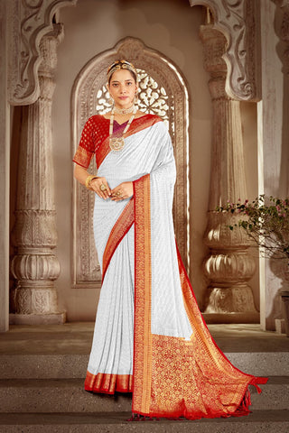 White Pure Georgette Saree