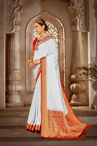 White Pure Georgette Saree