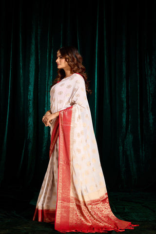 White Georgette Silk Saree_Kumari Sarees