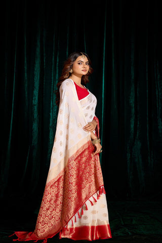 White Georgette Silk Saree_Kumari Sarees