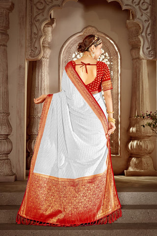 White Pure Georgette Saree