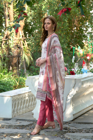 White Cotton With Print Kurta Set_Kumari Sarees