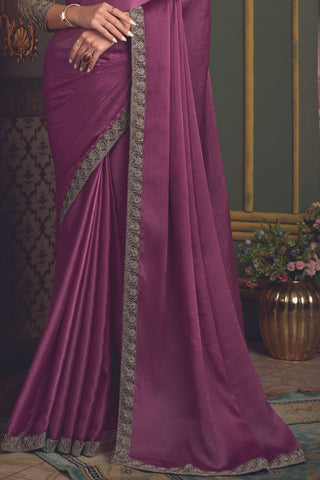 Wine Soft Glass Silk Saree