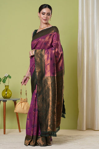 Wine Banarasi Silk Saree_Kumari Sarees