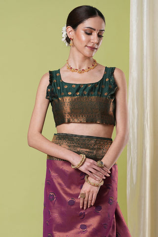 Wine Banarasi Silk Saree_Kumari Sarees