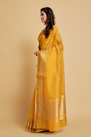 YELLOW ORGANZA SAREE