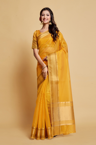 YELLOW ORGANZA SAREE