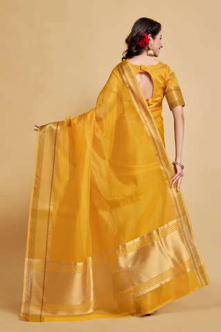 YELLOW ORGANZA SAREE