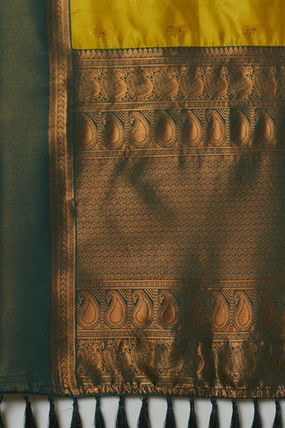 Yellow & Green Banarasi Silk Saree_Kumari Sarees