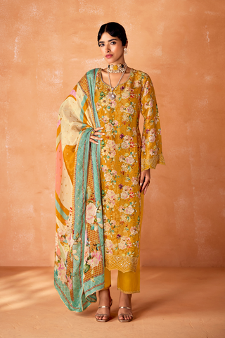 Yellow Kanjeevaram Embroidery Border Kurta Set