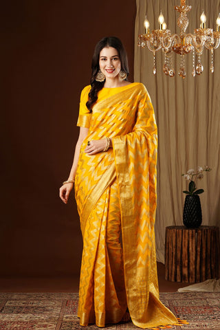 Yellow Georgette Silk Saree_Kumari Sarees