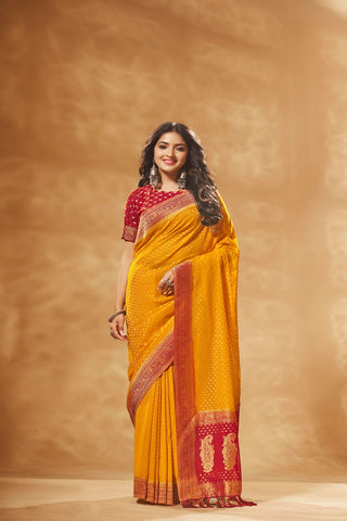 Yellow Pure Georgette Saree