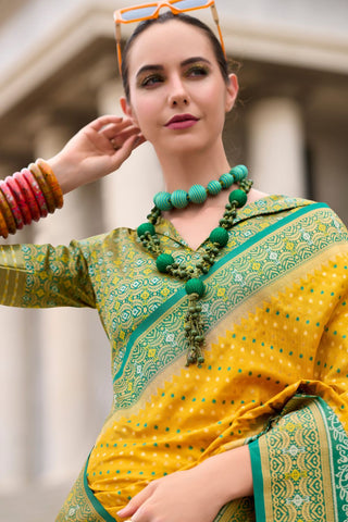 Yellow Soft Banarasi Silk Saree