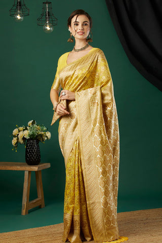 Yellow Soft Linen Cotton Saree