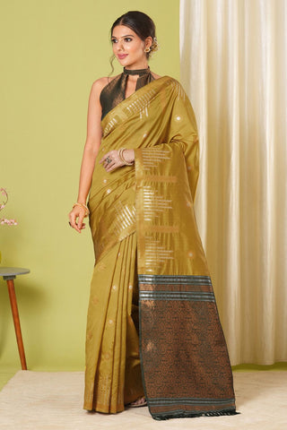 Yellow Banarasi Silk Saree_Kumari Sarees