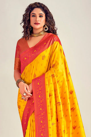 YELLOW SOFT SILK SAREE