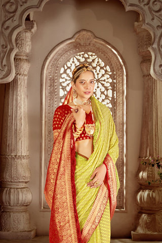 Yellow Pure Georgette Saree_Kumari Sarees