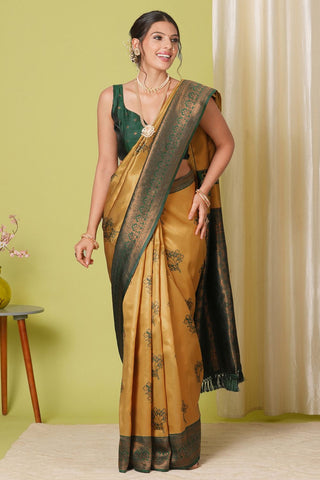 Yellow Banarasi Silk Saree_Kumari Sarees