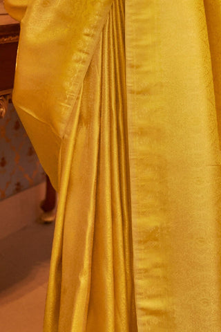 YELLOW NYLON SATIN WEAVINGSAREE