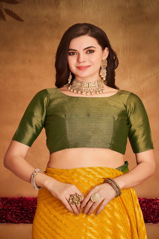 Yellow Pure Georgette Silk Saree_Kumari Sarees