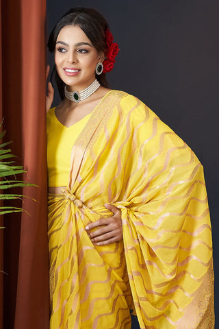 Yellow Handloom Weaving Silk With Zari Saree_Kumari Sarees