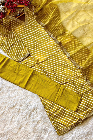 Yellow Organza Viscose Embroidery Kurta Set_Kumari Sarees