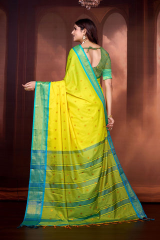 Yellow Pure Aura South Soft Silk Pattu Saree_Kumari Sarees