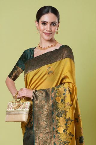 Yellow Banarasi Silk Saree _Kumari Sarees