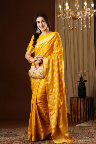 Yellow Georgette Silk Saree_Kumari Sarees