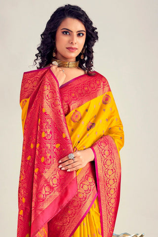 YELLOW SOFT SILK SAREE