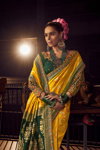 Yellow Pure Viscous Dola Saree_Kumari Sarees