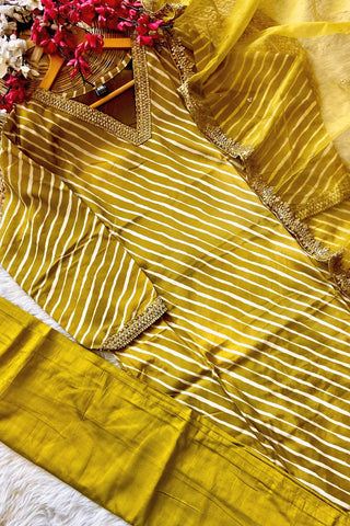 Yellow Organza Viscose Embroidery Kurta Set_Kumari Sarees