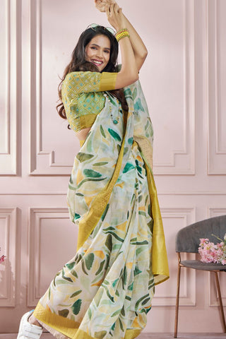 Yellow Soft Zari Based Modal Silk Saree