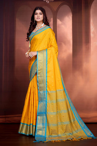 Yellow Pure Aura South Soft Silk Pattu Saree_Kumari Sarees