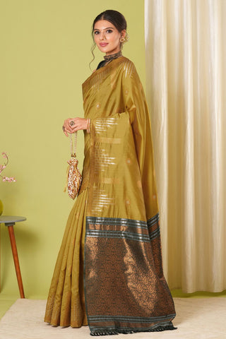 Yellow Banarasi Silk Saree_Kumari Sarees