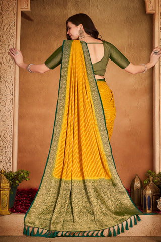 Yellow Pure Georgette Silk Saree_Kumari Sarees
