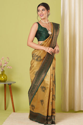 Yellow Banarasi Silk Saree_Kumari Sarees