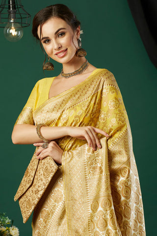 Yellow Soft Linen Cotton Saree