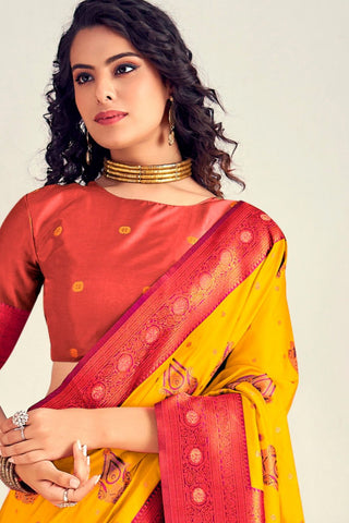 YELLOW SOFT SILK SAREE