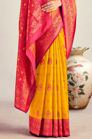 YELLOW SOFT SILK SAREE