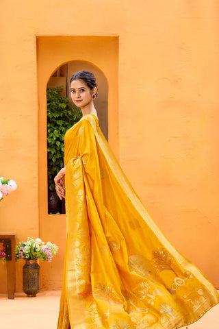 Yellow Dola Silk Saree_Kumari Sarees