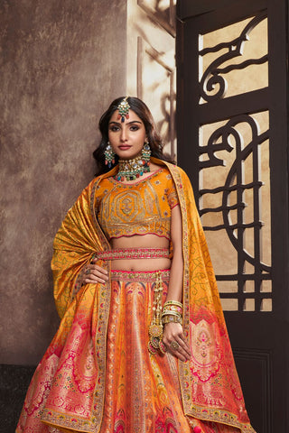 Yellow Silk Lehenga With Sequence Zarkan Work