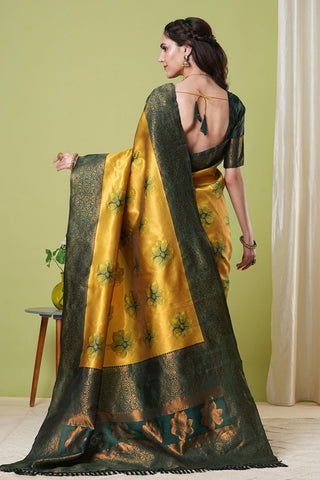 Yellow Banarasi Silk Saree