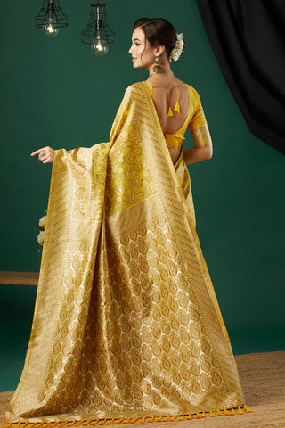 Yellow Soft Linen Cotton Saree