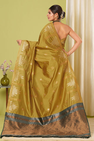 Yellow Banarasi Silk Saree_Kumari Sarees