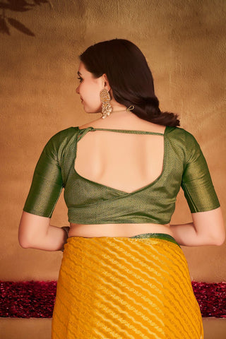 Yellow Pure Georgette Silk Saree_Kumari Sarees